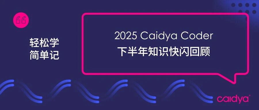 2025 Caidya Coder下半年知识快闪回顾