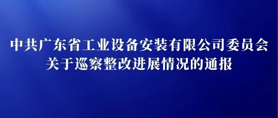 中共广东省工业设备安装有限公司委员会关于巡察整改进展情况的通报